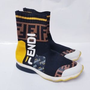 Fendi Black and Yellow Sock Sneakers